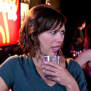 Ann Perkins Trying to Sip Out of her Drink Gifrific